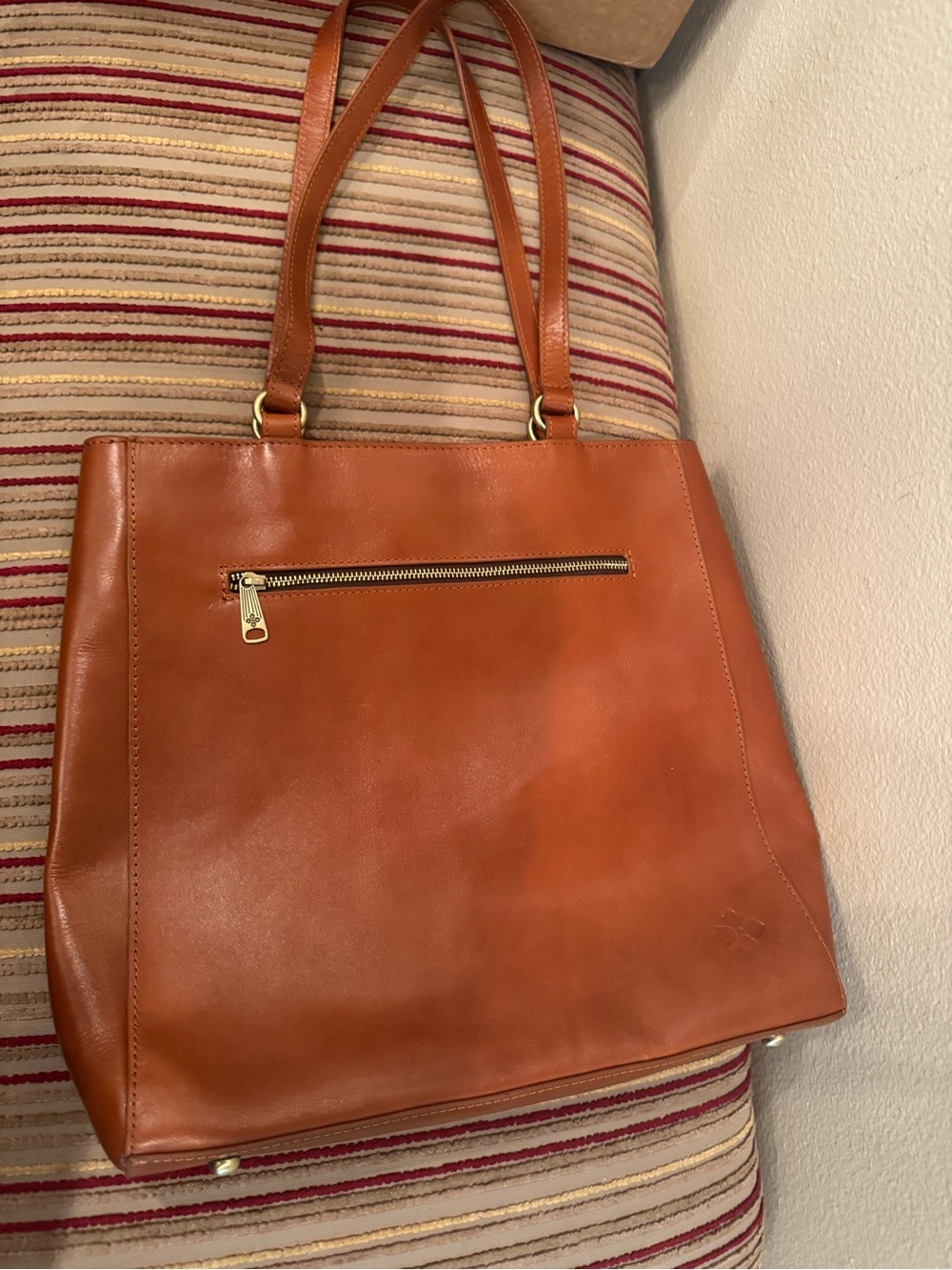 Patricia Nash Tan Leather Tote with Scenic Coastal Print - Picture 3 of 3